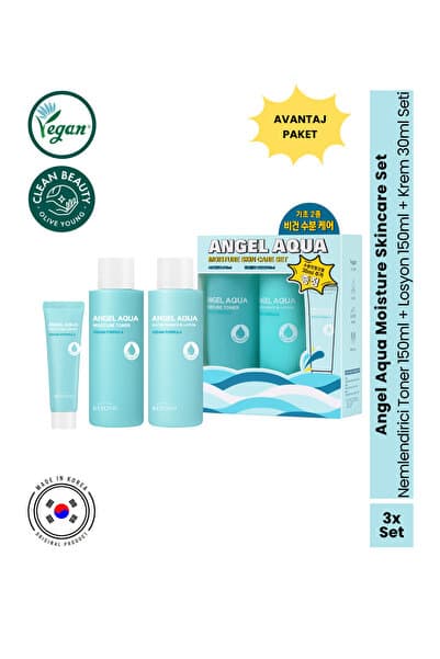 Angel Aqua Moisture Skincare Set Nemlendirici Toner Losyon Krem Seti 330 ml