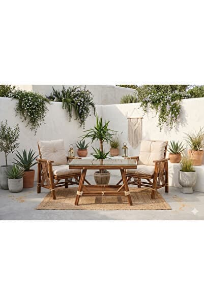 DEKORZADE 2 Kişilik Balkon Bahçe Teras Masa Takımı Oturma Grubu 2 Kişilik Bistro Set