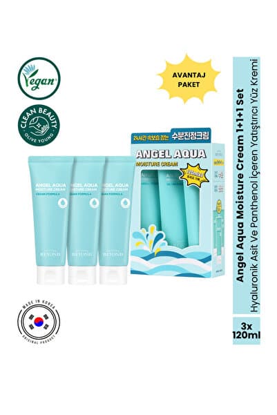 Angel Aqua Moisture Cream Nemlendirici Yüz Kremi Hyaluronik Asit Panthenol 3x120 ml