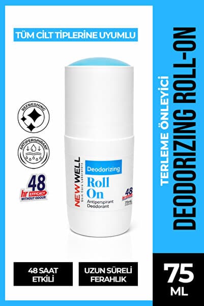 New Well Deodorizing Roll On Terleme Önleyici Koltuk Altı Roll On (Mavi) 75 ML