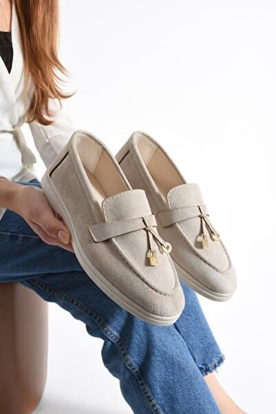 Genel Markalar Günlük Giymelik Kadin Loafer Suet Ayakkabı Rumgayshoes