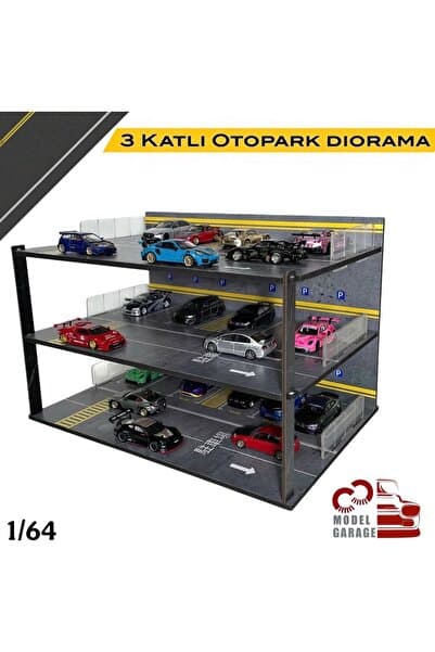 C&C Model Garage 3 Katlı Otopark Diorama 1/64 ölçek diorama maket model araç sergileme rafı stand koleksiyon hobi
