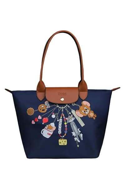 Dogo Kadın Vegan Lacivert Large El Çantası - Warner Bros Looney Tunes Tom&Jerry Charms Navy Tasarım