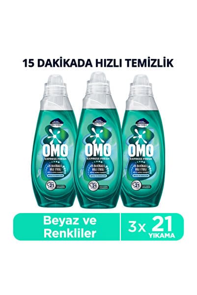 Omo Express Fresh Kötü Koku Karşıtı Renkliler&Beyazlar Sıvı Çamaşır Deterjanı 840 ml x3