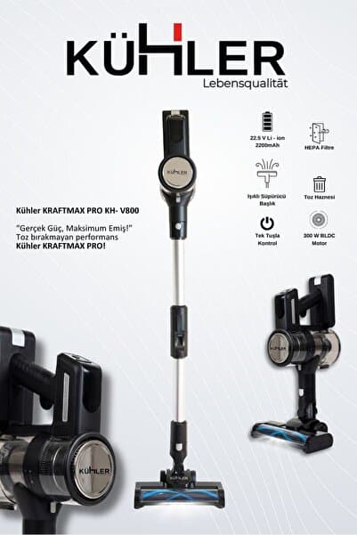kühler Kraftmax Pro KH-V800 Kablosuz Turbo Fırçalı Katlanır Esnek Boru Teknolojisi Dikey Şarjlı Süpürge