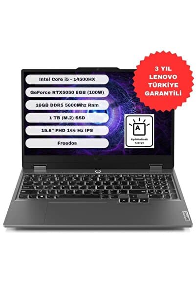LENOVO LOQ 15IRX10 83JE012FTR Intel Core i5 14500HX 16GB 1TB SSD RTX 5050 Freedos 15.6" FHD