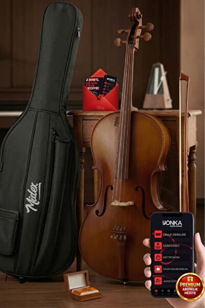 Midex Gt-224 Profesyonel Üst Kalite Masif Ağaç Çello Viyolonsel