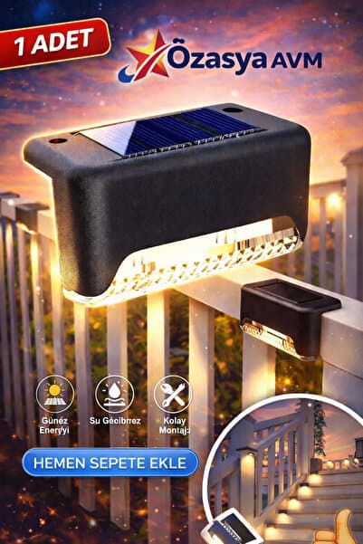 İNDİRİM PRO 1 Adet Solar Güneş Enerjili Köşebent Merdiven Veranda Bahçe Led Lamba Tekli Dekor Bahçe Aydınlatma