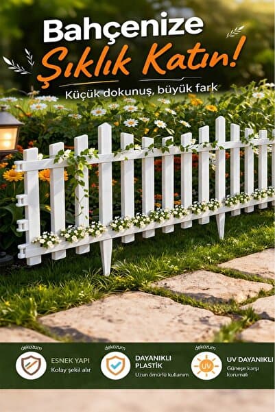 DEKOZUM GREENOVA 1 ADET Bahçe Çiti Dekoratif Beyaz Plastik Çit Koruma Panel 59 CM