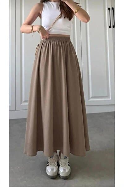 BILDEŞA Beli Lastikli Cepli Double Etek