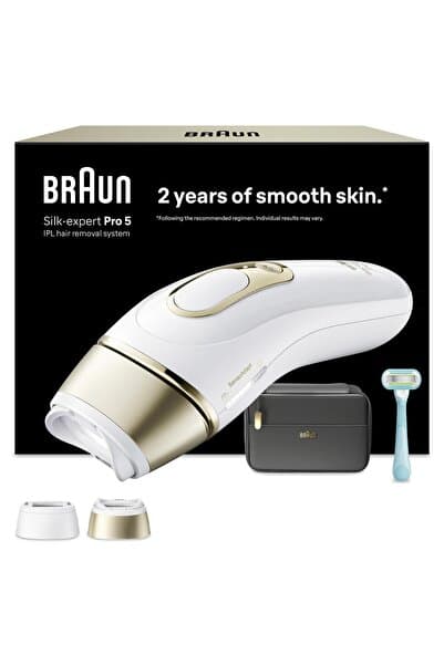 Braun IPL Silk·expert Pro 5, Evde Lazerle Tüy Alma, Çanta, Gillette Venus, 2 Başlık, PL5251