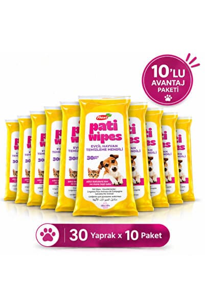 Flexi Pati Evcil Hayvan Temizleme Mendili 30 Yaprak x 10 Paket Kedi Köpek Islak Mendil