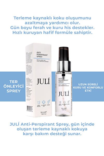 Juli Derm Terleme Önleyici ve Ter Kokusuna Karşı Koruma Antiperspirant Sprey