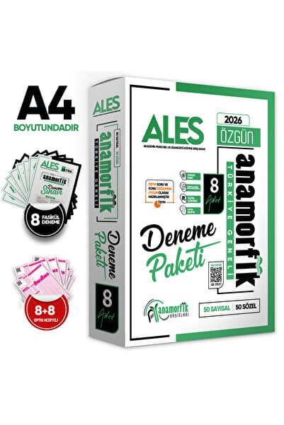 Anamorfik Yayınları 2026 Ales Türkiye Geneli Kurumsal 8li Dijital Çözümlü Paket Deneme Sınavı