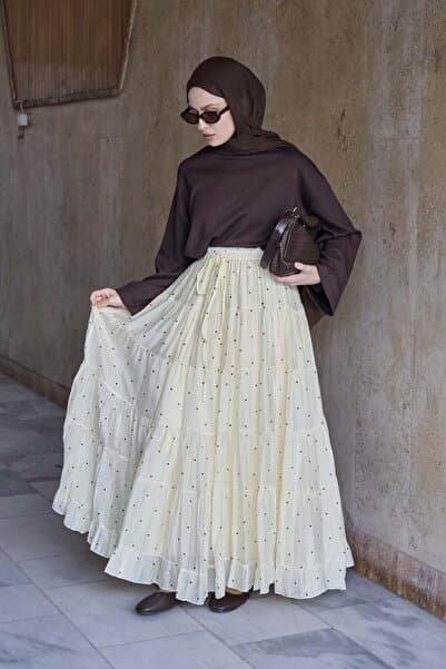 Faya Boutique Butteryellow Polka Puantiye Desenli Şifon Etek