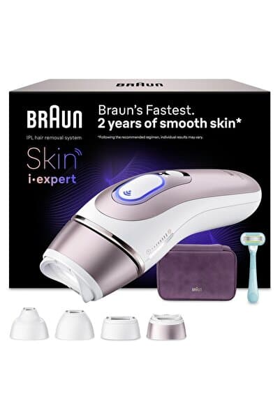Braun IPL Skin i·expert, Evde Lazerle Tüy Alma, App ile, Çanta, Gillette Venus, 4 Başlık, PL7431