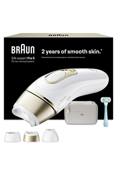 Braun IPL Silk·expert Pro 5, Evde Lazerle Tüy Alma, Çanta, Gillette Venus, 3 Başlık, PL5311