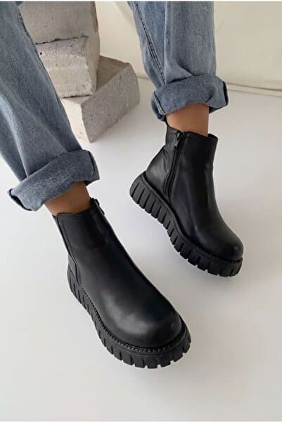 I Love Shoes Velarise Kadın Bot Siyah Mat Deri