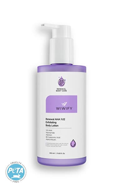 WIWIFY Renewal AHA %12 Derinlemesine Arındırıcı, Nem Destekli Vücut Losyonu |%12 AHA, Niacinamide, Arbutin