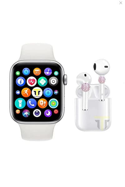 TECHNOMEN Akıllı Saat Plus + Kablosuz Kulaklık Ikili Beyaz Set