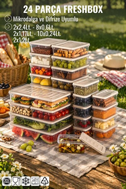 Nandy Home 24'lü Set Freshbox Mikrodalga Ve Difrize Uygun Saklama Kabı Krem
