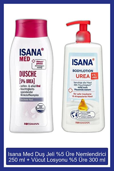 ISANA Med Duş Jeli %5 Üre Nemlendirici 250 ml + Vücut Losyonu %5 Üre 300 ml