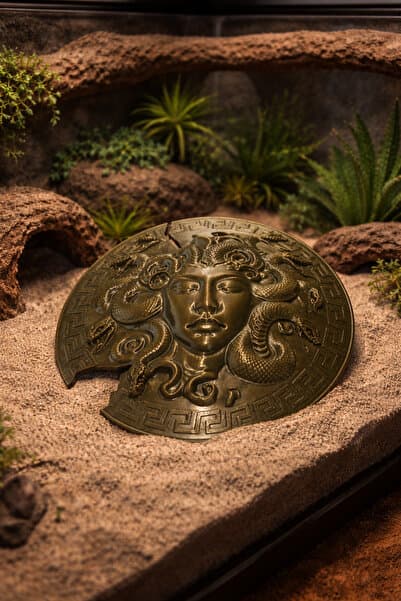 ecraft3D Medusa Figürlü Savaş Kalkanı Teraryum Dekoru