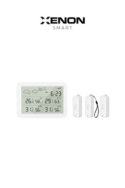 Xenon Smart Dijital Termometre (Monitörlü) | 4 Bölge Takipli İç-Dış Mekan, WiFi, Akıllı İklim Sensörü (X7510)