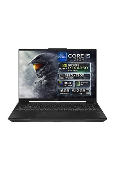 ASUS TUF F16 FX607VU-RL144-Gaming Intel Core 5 210H 16GB 512GB SSD RTX 4050 6GB 140W 144Hz 16" FHD+ Fdos