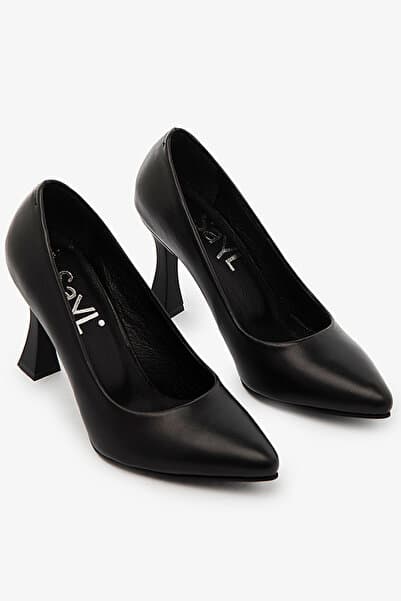 SAYL Siyah Hakiki Deri Stiletto