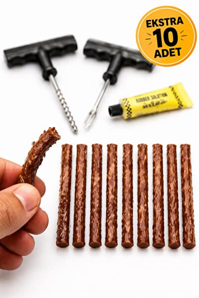 MEDUSHOP Lastik Tamir Kiti Seti 2 T Sap Aparat 3+10 Fitil Yapıştırıcı Oto Motosiklet Tamir Seti
