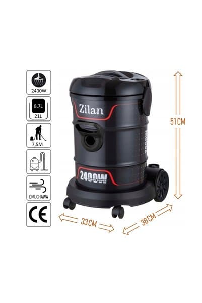 Zilan ZLN2006 Profesyonel Elektrikli Torbasız Süpürge | 2400W | 21L | Üfleme Fonksiyonu