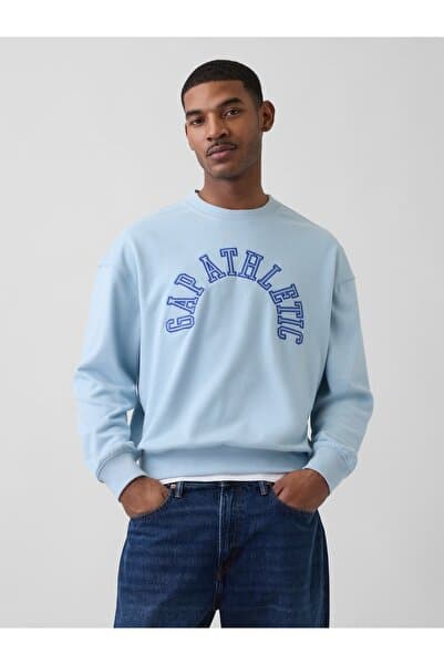 GAP Erkek Açık Mavi VintageSoft Terry Oversized Athletic Sweatshirt