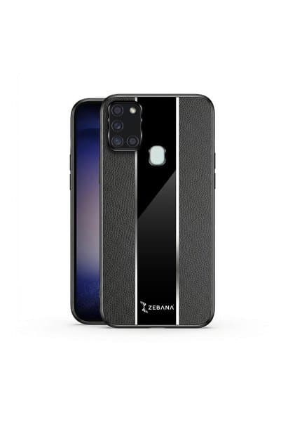 Zebana Samsung Galaxy A21s Uyumlu Kılıf Premium Deri Kılıf Siyah