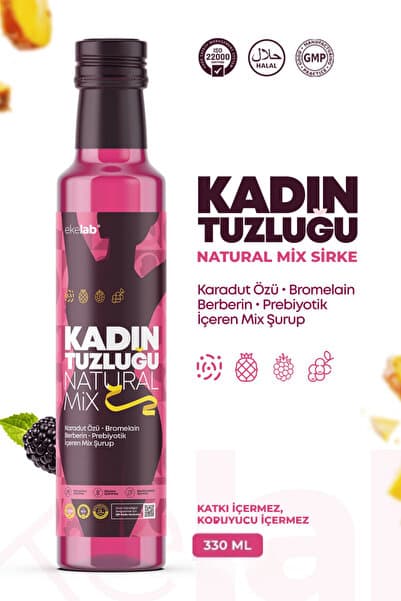 EKELAB Kadın Tuzluğu Berberin Şurubu - Berberis Vulgaris Bromelain, Prebiyotik ve Karadut Özlü 330ml