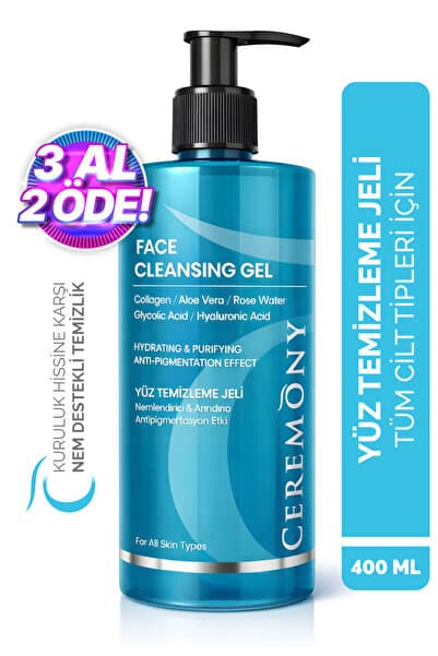 Ceremony Hyaluronik Asit Temizleme Jeli 400 ml | Nemlendirici Bariyer Dostu Cleanser