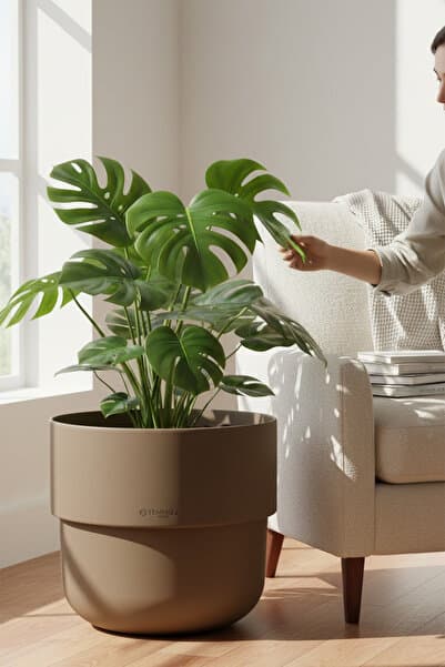 TEMMUZ HOME Kuple Premium Serisi 26 Lt Modern Tasarım Saksı - Salon ve Balkon Tipi Büyük Boy Saksı