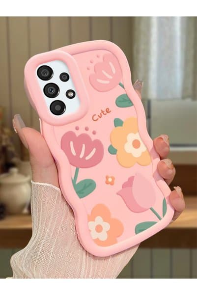 ucuc Samsung Galaxy A33 Uyumlu Pembe Silikon Kılıf Kamera Korumalı Darbe Emici Tasarım Şık Baskı