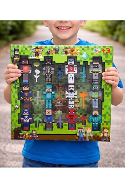 Realx Minecraft 12'li Oyuncak Figürleri 22 Parça Yapı Lego Karakter Figür