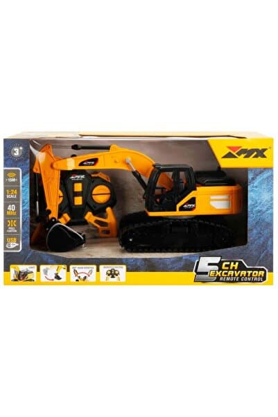BBYTOYS 1:24 Şarjlı Kumandalı Ekskavatör – 6 Fonksiyon 40 MHz Uzaktan Kumandalı İş Makinesi (15m Menzil)