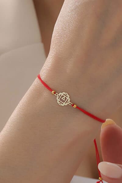14 Ayar Altın Kök Çakra Kırmızı İpli Bileklik