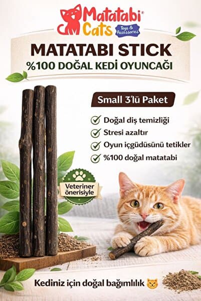 MATATABİ CATS Matatabi Stick Small 3'lü Doğal Çiğneme Çubuğu, Kedi Oyuncağı 12 Cm