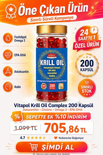 Krill Oil Complex 200 Kapsül Astaxanthin, Choline, Phosphatidylserine, Omega3, Epa Dha