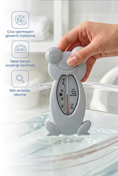 Babyjem Baby Jem Kurbağa Banyo Oda Termometresi Gri 381