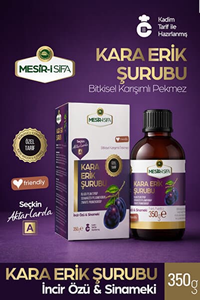 Mesirişifa Kara Erik Şurubu İncir Özü ve Sinameki İçerikli Erik Şurubu 350g