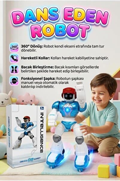 Tıfıl Toys Kumandalı Dans Eden Sesli Işıklı Müzikli 360 Derece Dönebilen Programlanabilir Akıllı Oyuncak Robot