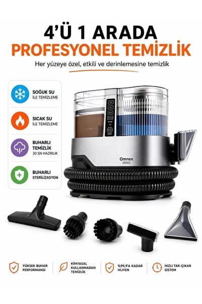 Omnex ArınMax Buharlı Koltuk ve Halı yıkama Makinesi 17000KPA Çift Tanklı Profesyonel Buhar Temizleyici