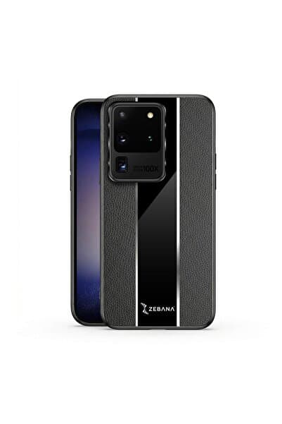 Zebana Samsung Galaxy S20 Ultra Uyumlu Kılıf Premium Deri Kılıf Siyah