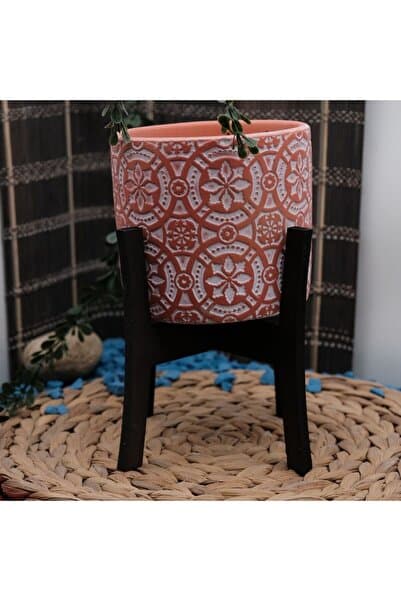 ADAA GEOMETRİK ÇİÇEK MOTİFLİ AYAKLI BETON SAKSI