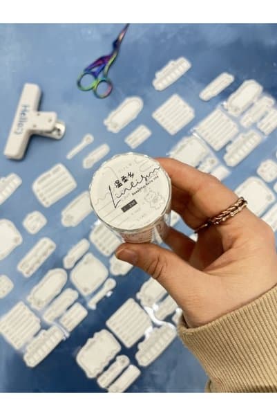 Kağıt Gemi Dükkan Weekly Memo Checklist Temalı 2m 101 Adet Sticker Washi Bant/Masking Tape/Desenli Bant/Bullet Journal